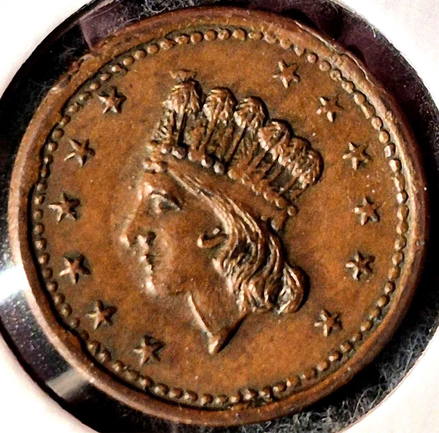 1864 Civil War Token Indian Princess Head XF++ Features Video Coin Shown