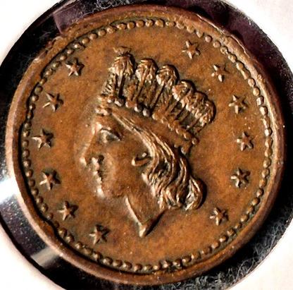 1864 Civil War Token Indian Princess Head XF++ Features Video Coin Shown