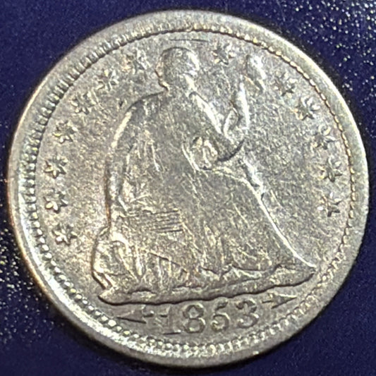 1853 Seated Liberty Half Dime 5C Arrows XF EF 90% Silver US Coin Philadelphia
