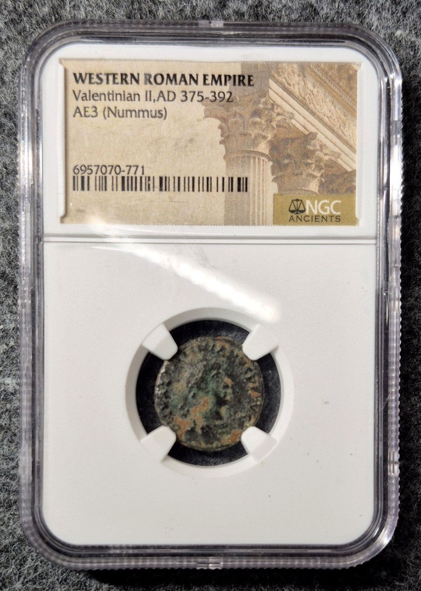 Valentinian II AE3 Nummus NGC Ancients Roman Empire AD 375-392 Bronze Encrusted