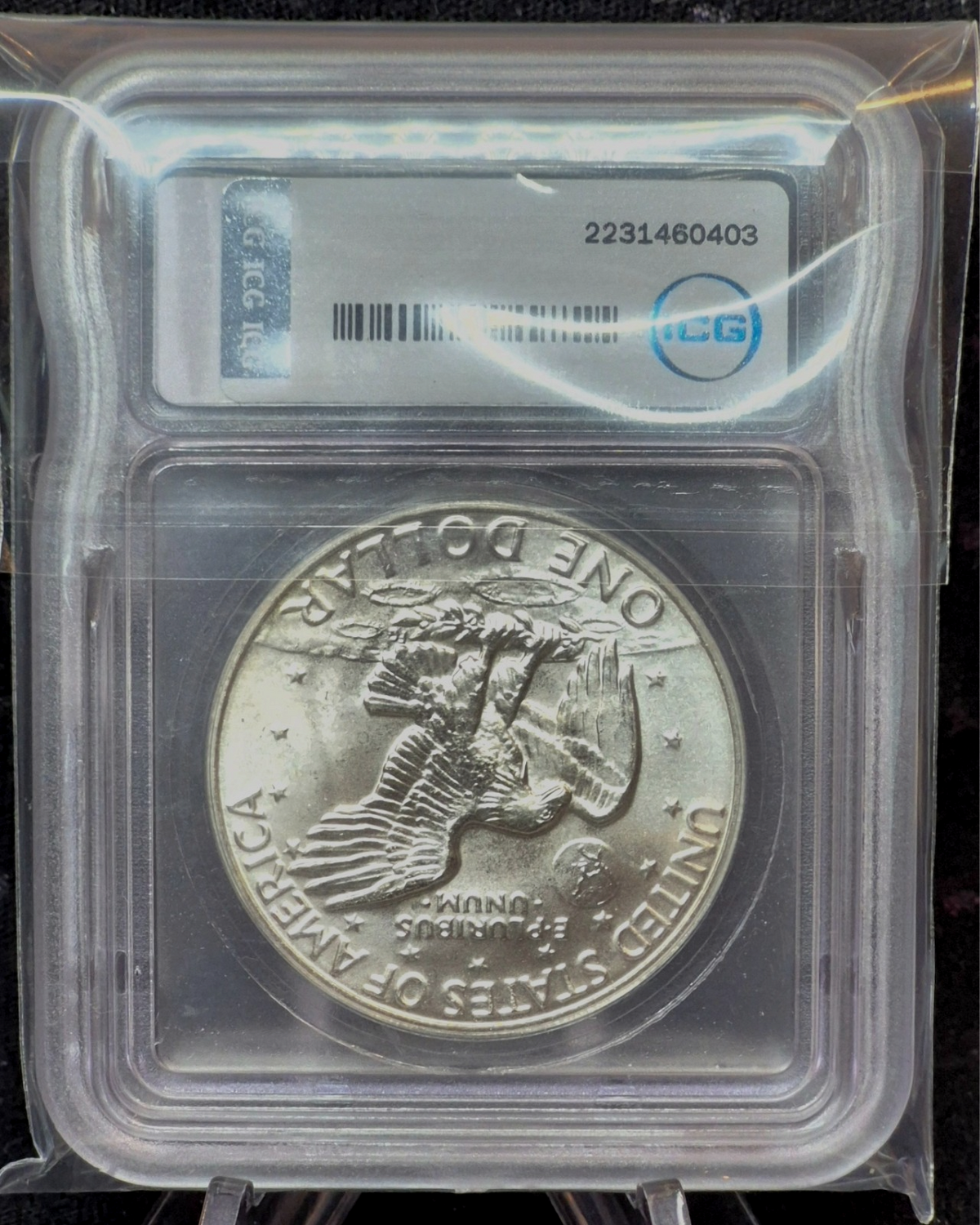 1974-S Eisenhower $1 Silver 40% ICG MS67+ Signed by Austin Hutto ICG President