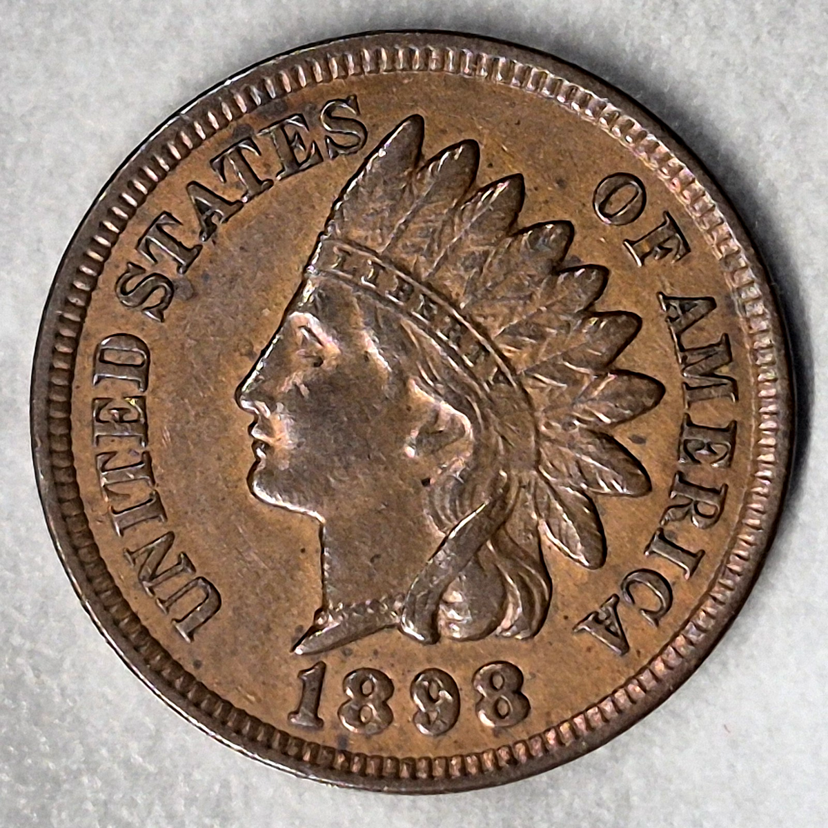 1898 Indian Head Cent Penny 1C Choice AU About Uncirculated Full LIBERTY Sharp