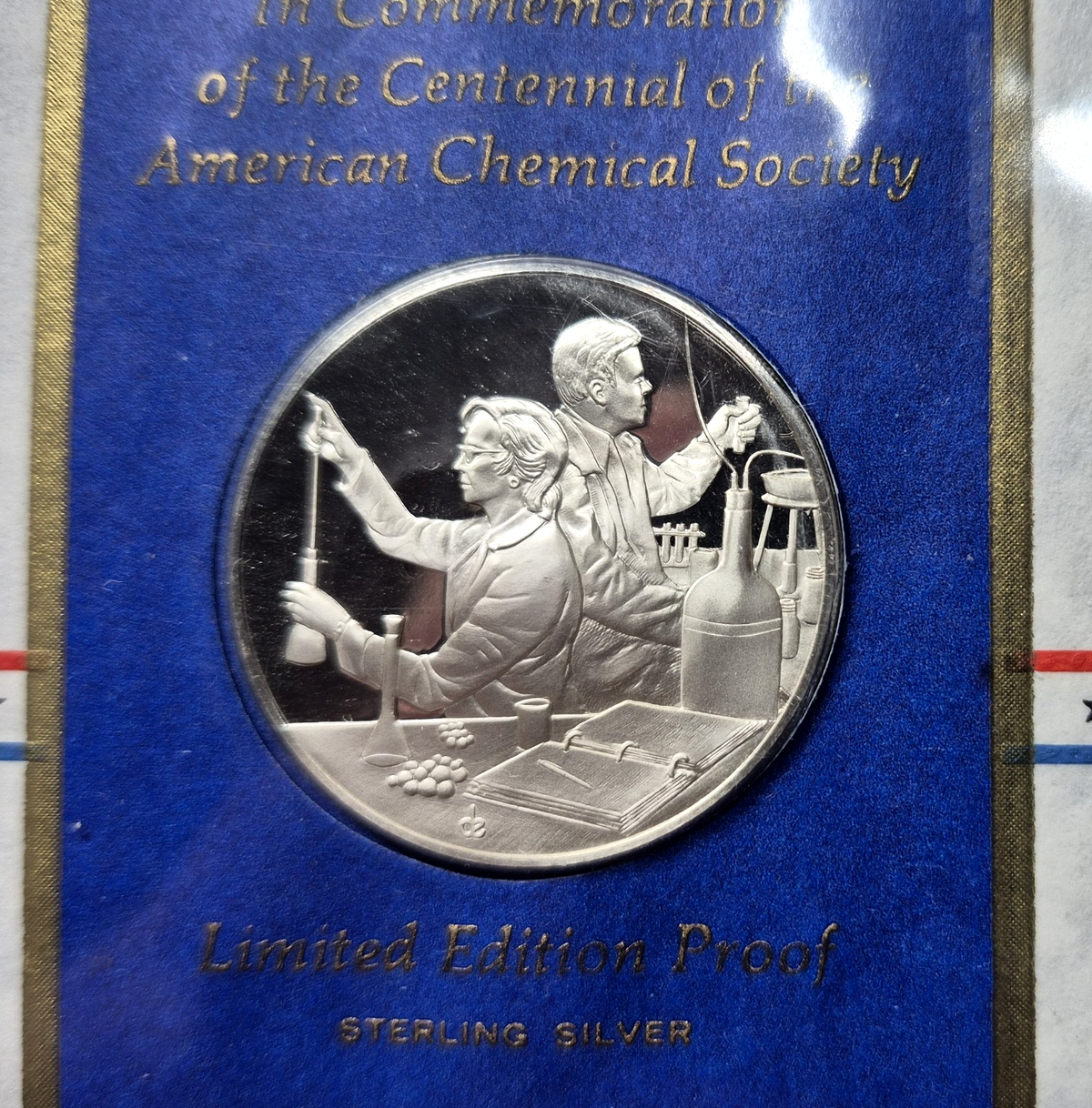 1976 Postmasters of America American Chemical Society Sterling Proof Medal FDC