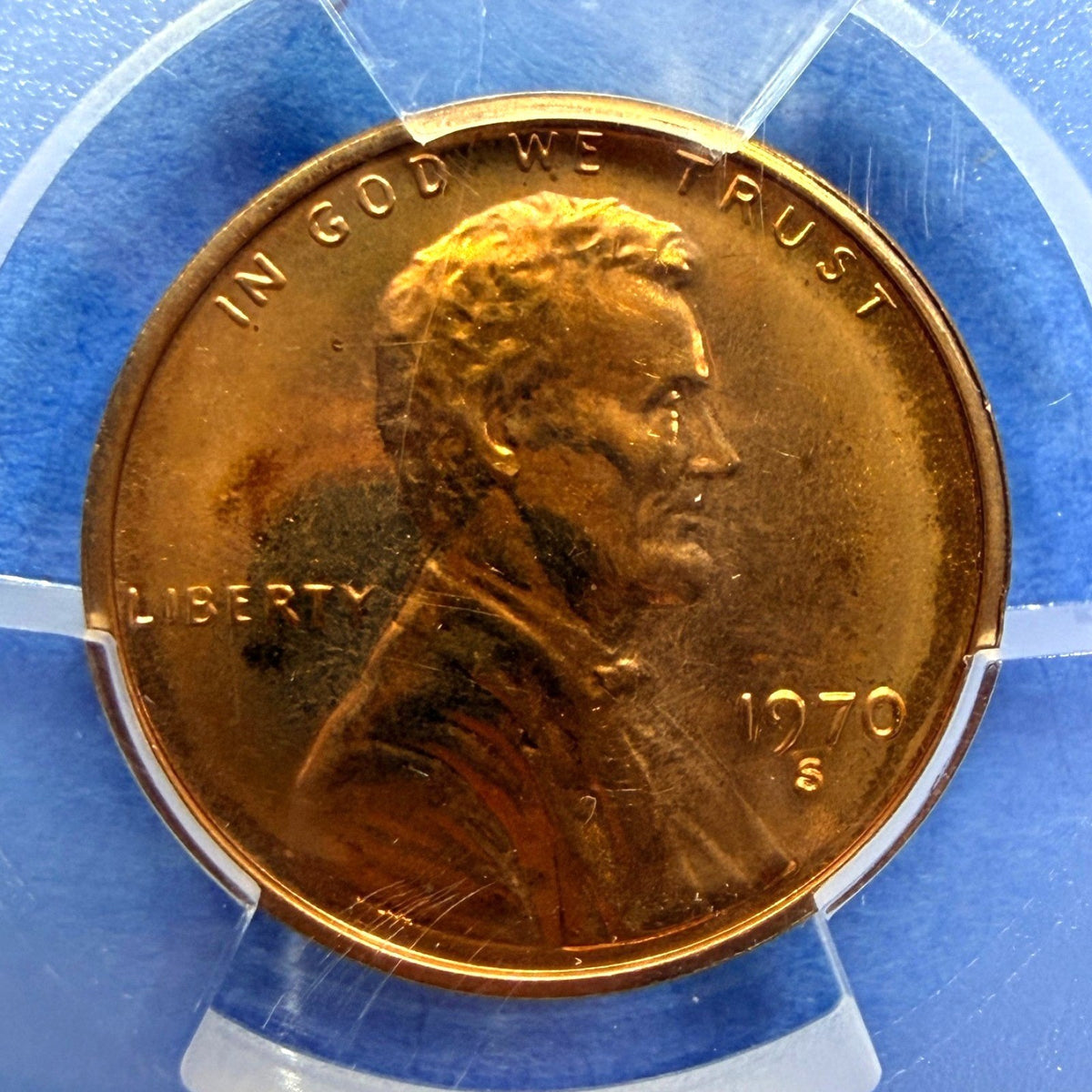 1970-S Lincoln Memorial Cent Proof PCGS PR68RD Large Date Red Proof 1C - photo 2