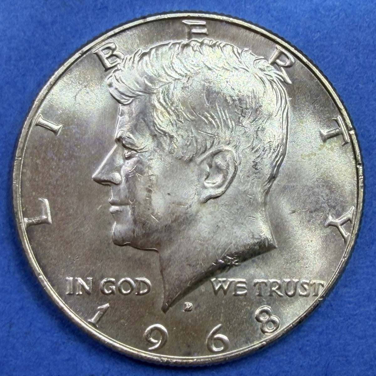 1968-D Kennedy Half Dollar 40% Silver BU Uncirculated Denver Mint Toned Coin