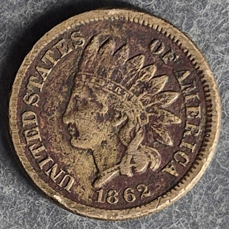 1862 Indian Head Cent Penny 1C VF Very Fine Copper-Nickel Civil War Oak Wreath