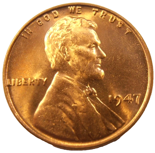 1947 P Lincoln Wheat Cent BU Uncirculated Penny from OBW Roll 1c GEM RED COIN
