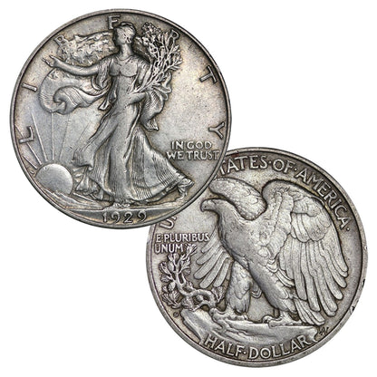 $1 Face Value 90% Silver Walking Liberty Half Dollar (Two Coins) G - VG Features