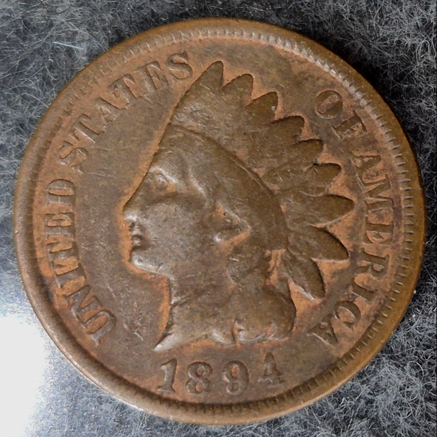 1894 Indian Head Cent Very Good Partial LIBERTY Bronze 1C US Penny Coin