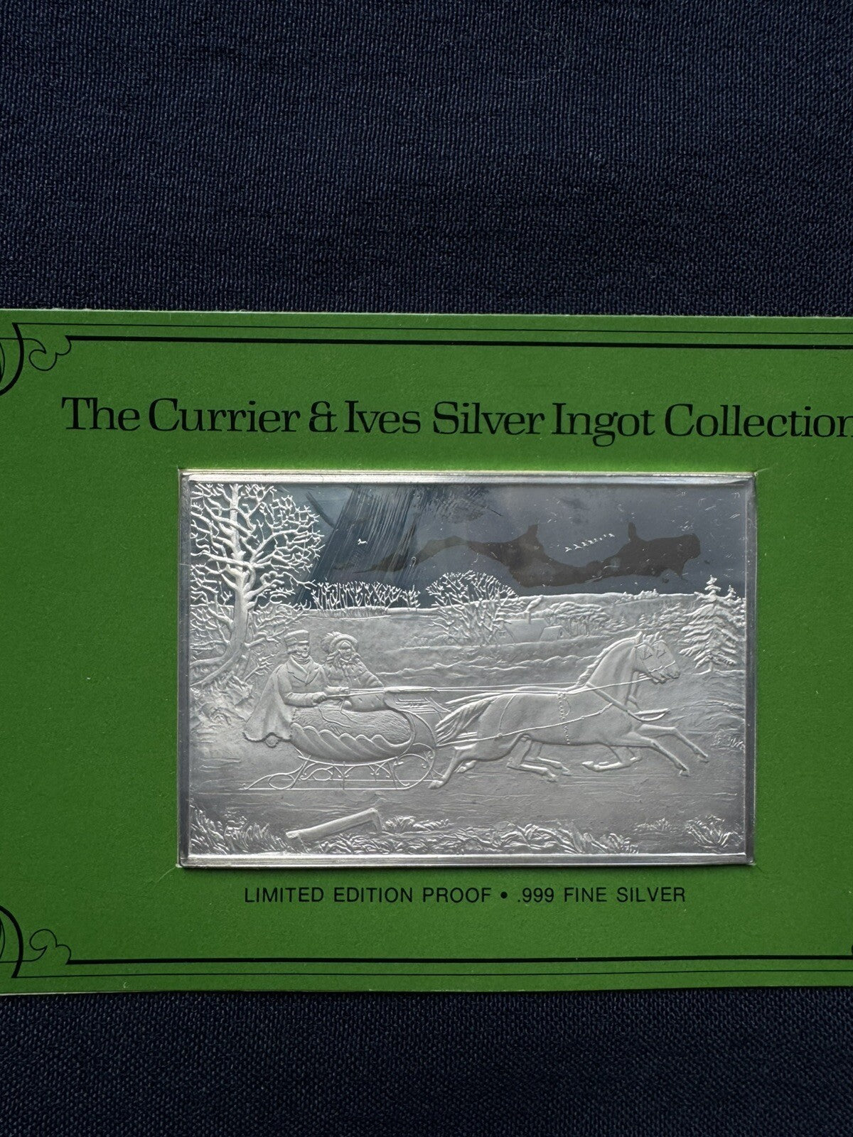 33.33 ozt .999 Fine Silver The Currier & Ives Silver Ingots 1038.G Franklin Mint