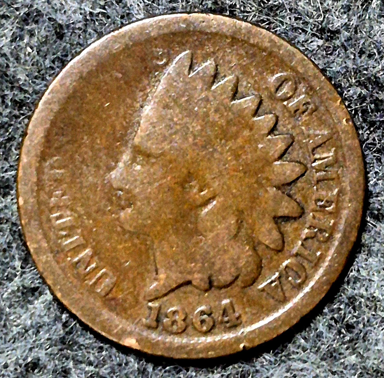 1864 Indian Head Cent Penny AG or Less Features, Hole Filler, Coin Pictured 1C
