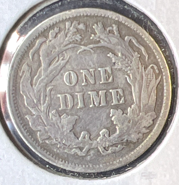 💥 1891 Very Fine Liberty Seated Dime 90% Silver 10c Coin Full Liberty Last Year