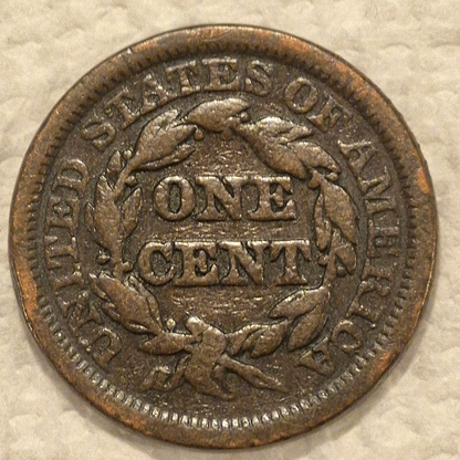 1846 N-17 R-3 Braided Hair Large Cent Coin VG Features Small Date 1C