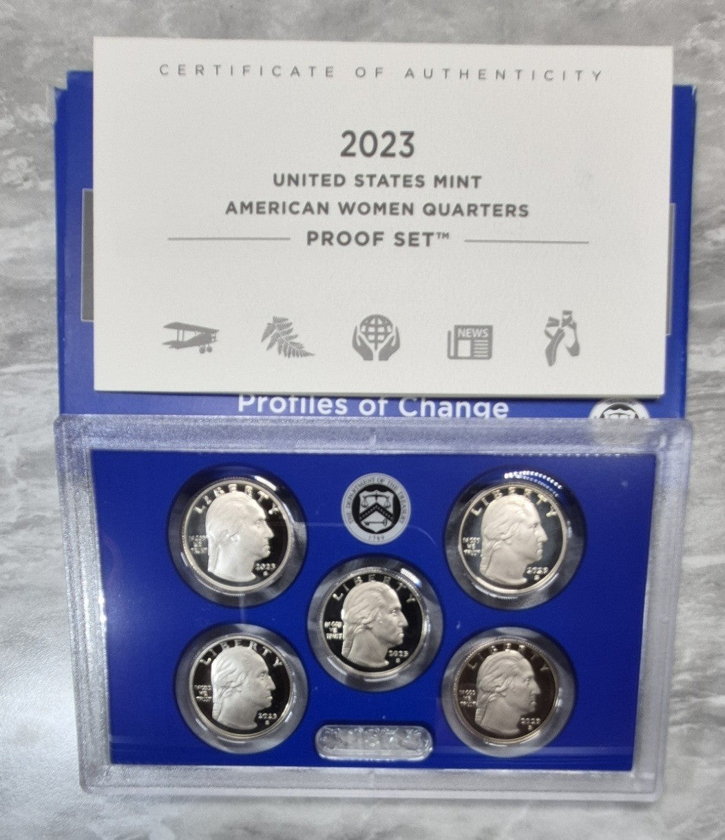 2023-S American Women Quarters Proof Set 5 Coin Bessie Coleman Roosevelt OGP COA