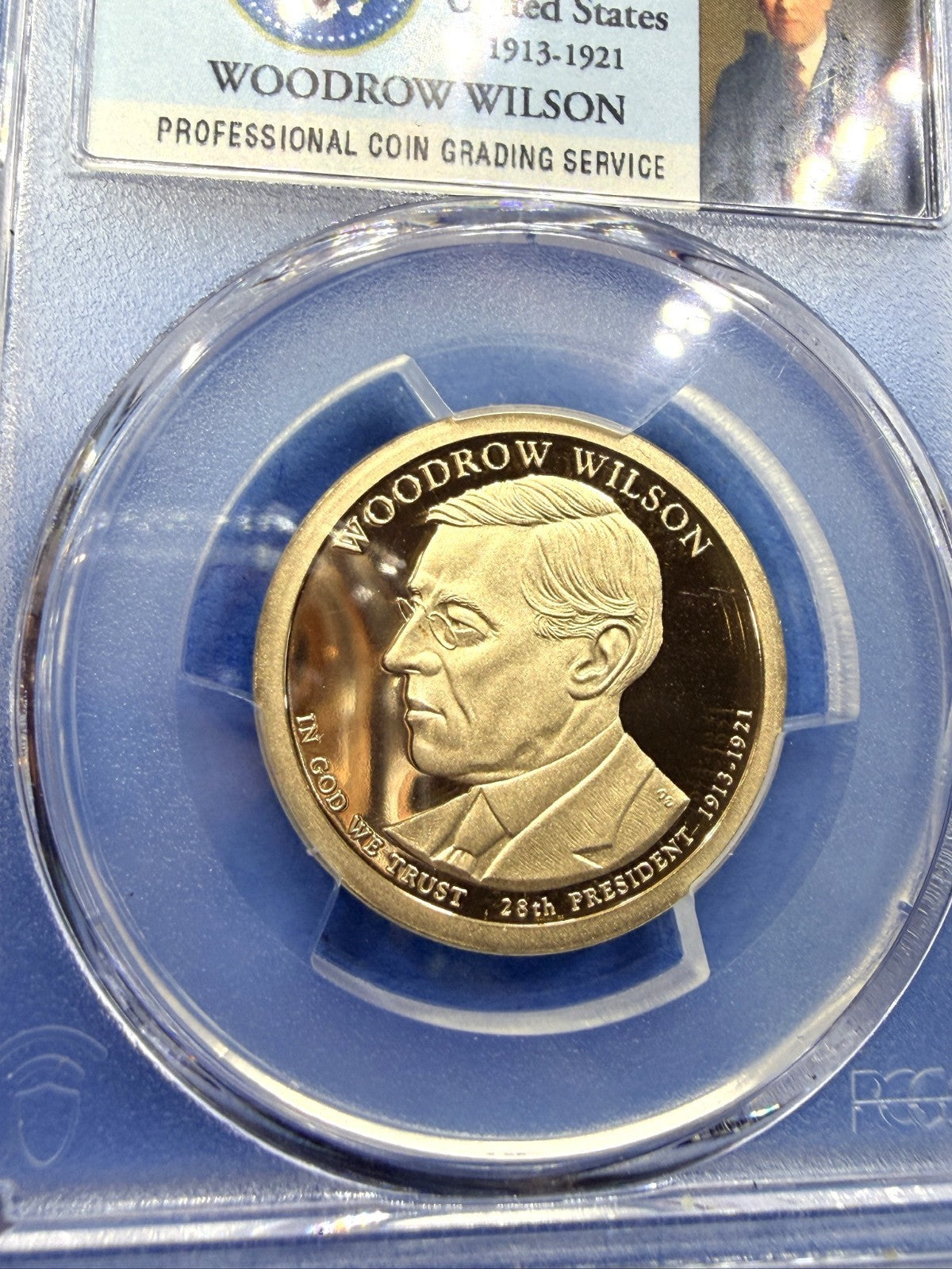 2013-S Woodrow Wilson Presidential Dollar $1 PCGS PR70DCAM Deep Cameo Proof Gem - view 2