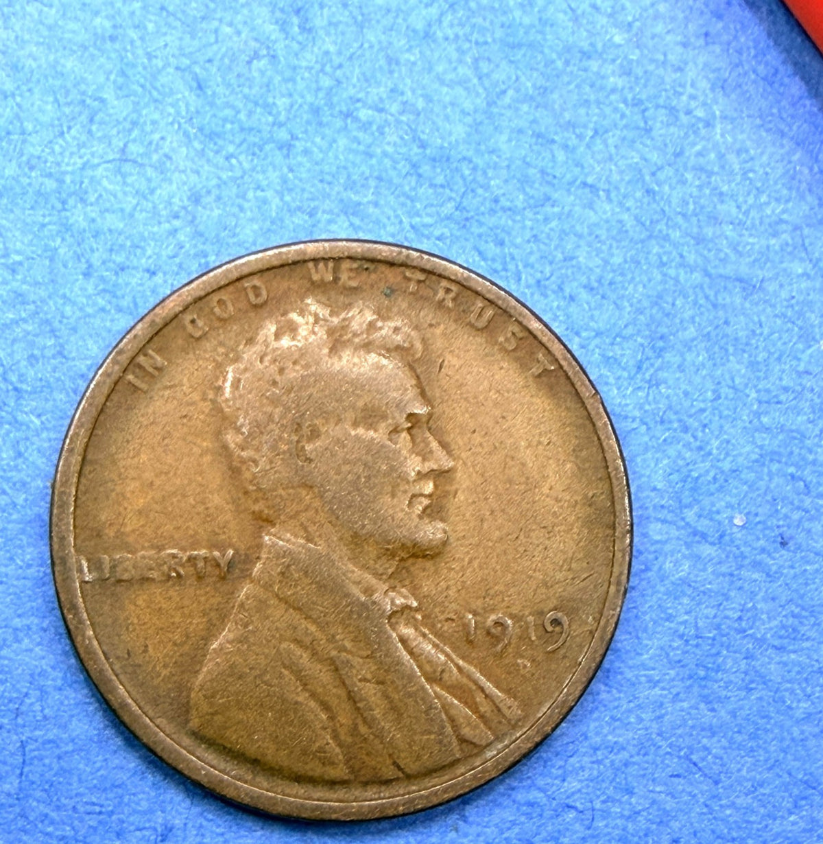 1919-D Lincoln Wheat Cent 1C VF Very Fine Denver Mint WWI Era Bronze Penny Coin