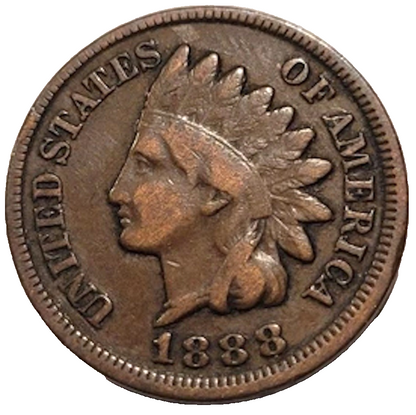 1888 Indian Head Penny Fine - Very Fine Condition (F-VF) Very Sharp Strike Coins