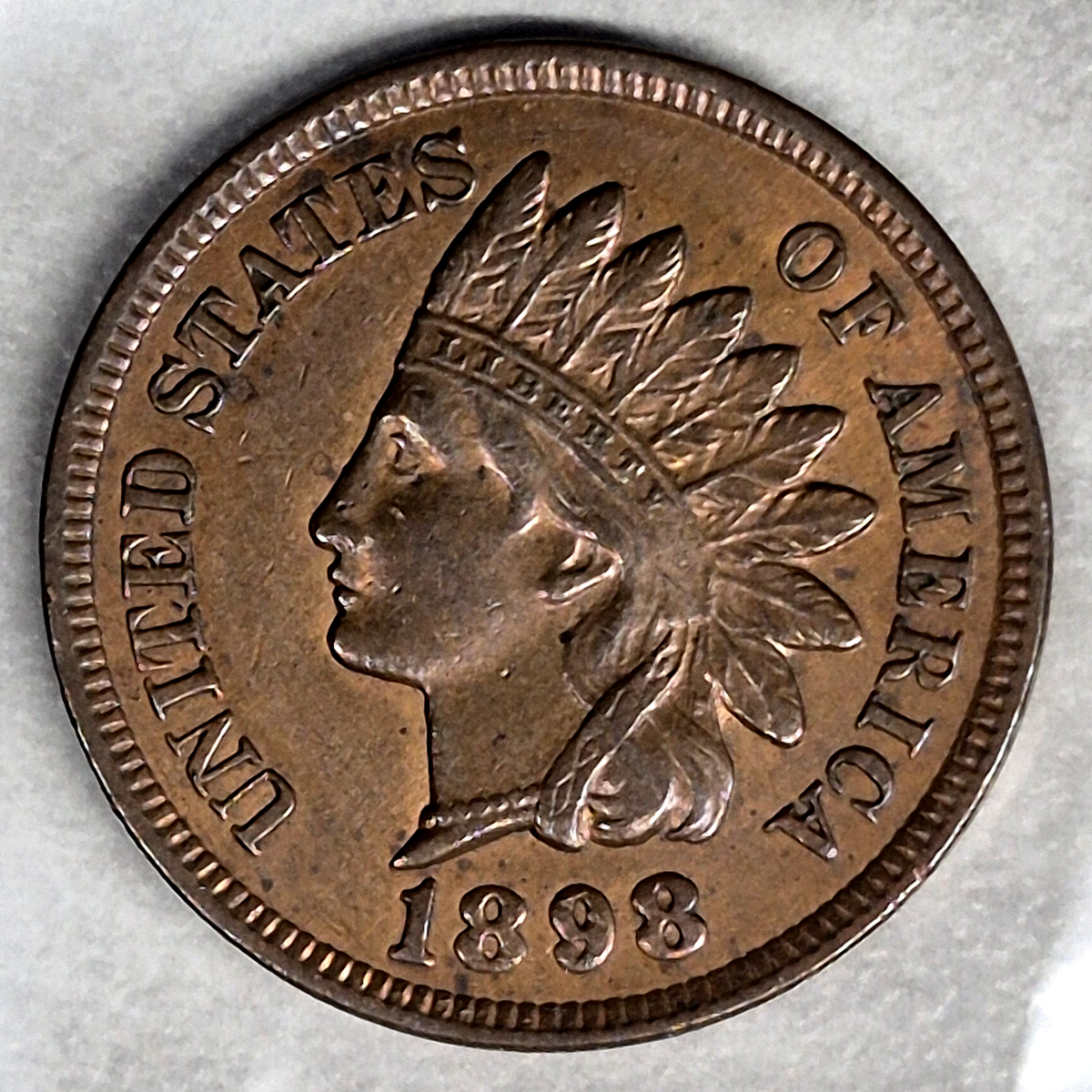 1898 Indian Head Cent Penny 1C Choice AU About Uncirculated Full LIBERTY Sharp