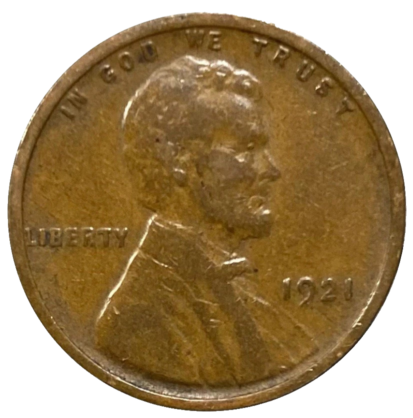 1921 P Lincoln Wheat Cent Good - Very Good (G-VG) Condition Copper Penny 1c