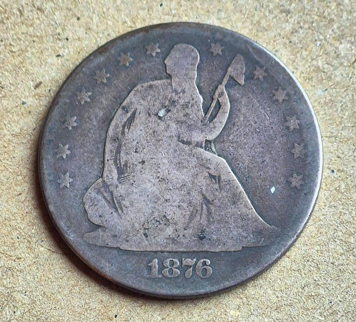 1876-P Liberty Seated Half Dollar VG Features Variety IV 90% Silver Coin 50C