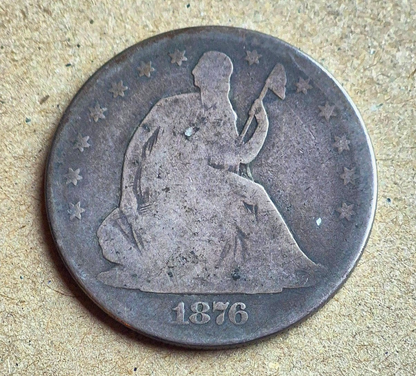 1876-P Liberty Seated Half Dollar VG Features Variety IV 90% Silver Coin 50C