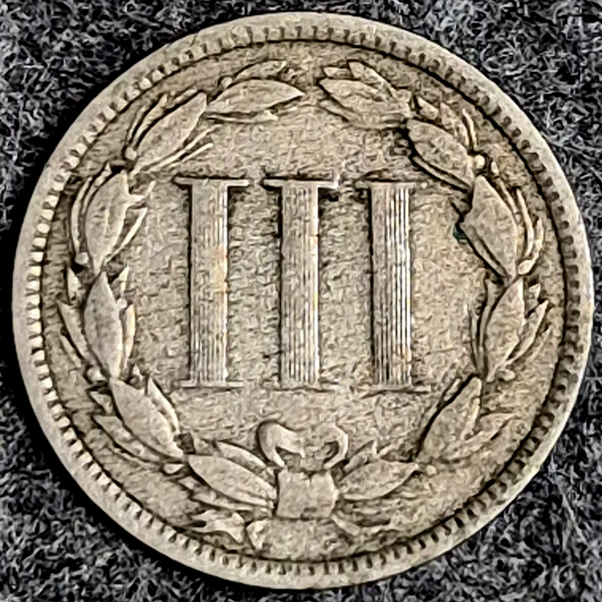 1873 Three Cent Nickel Closed 3 VF Very Fine Raw US 3C Coin
