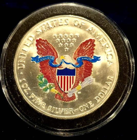 2000 American Silver Eagle Colorized 1 Ounce .999 Silver Exact Coin In Capsule