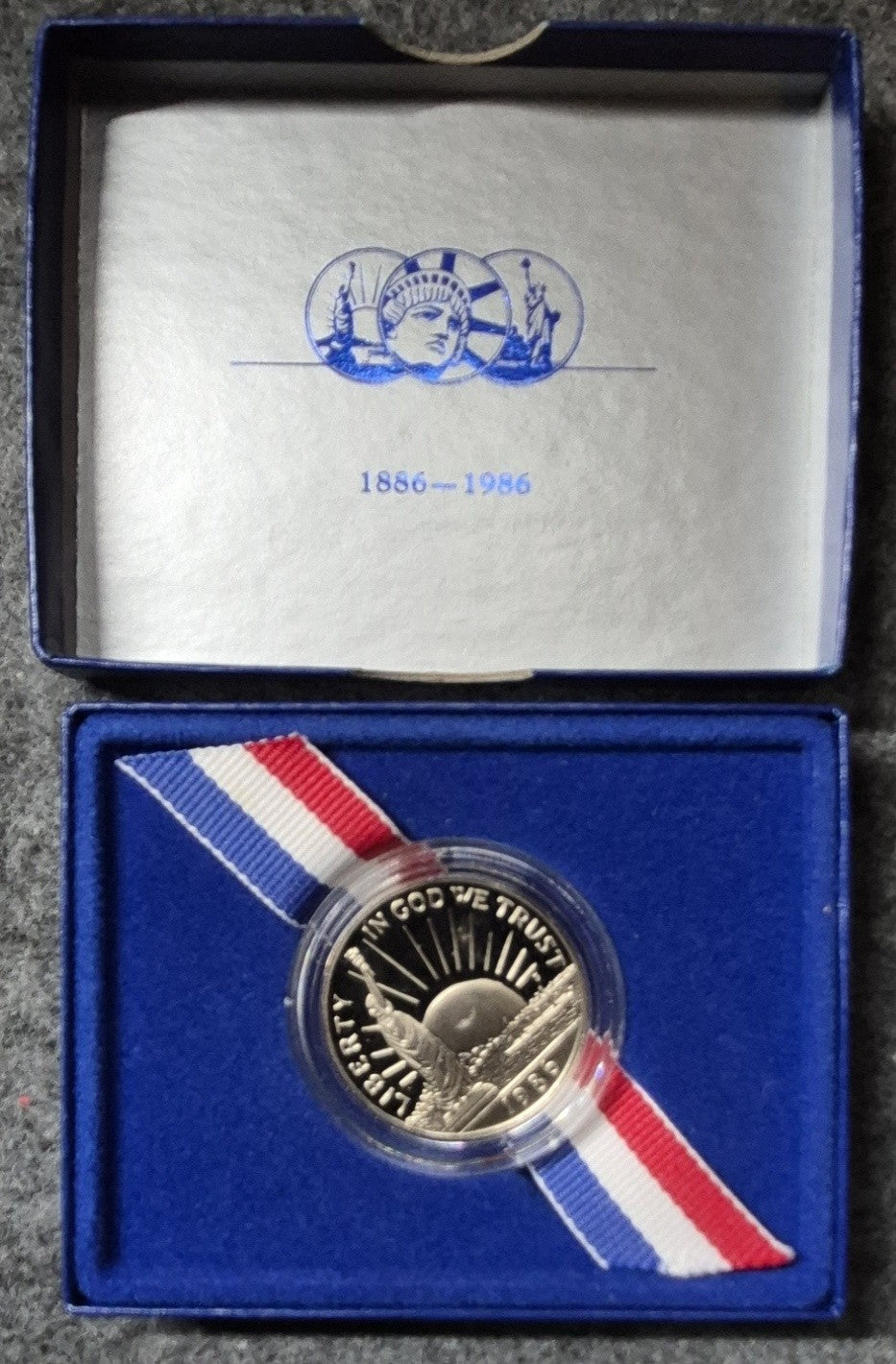 1986-S Statue of Liberty Centennial Proof Half Dollar Commemorative 50C OGP Box