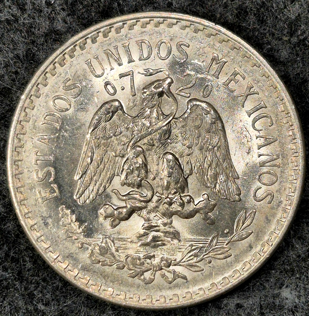 1944 Mexico Silver Un Peso Plata Coin Cap & Rays Crisp AU/BU Great Luster Video