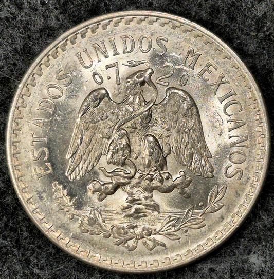 1944 Mexico Silver Un Peso Plata Coin Cap & Rays Crisp AU/BU Great Luster Video