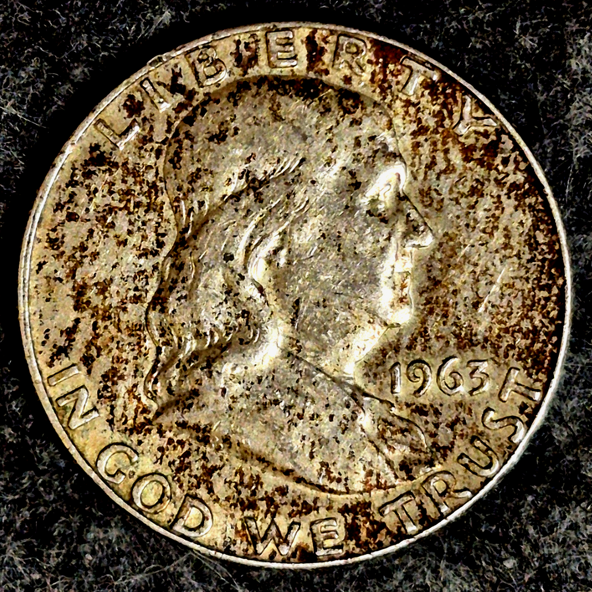 1963-D Franklin Half Dollar 90% Silver XF Extremely Fine Textile Tone Denver 50c