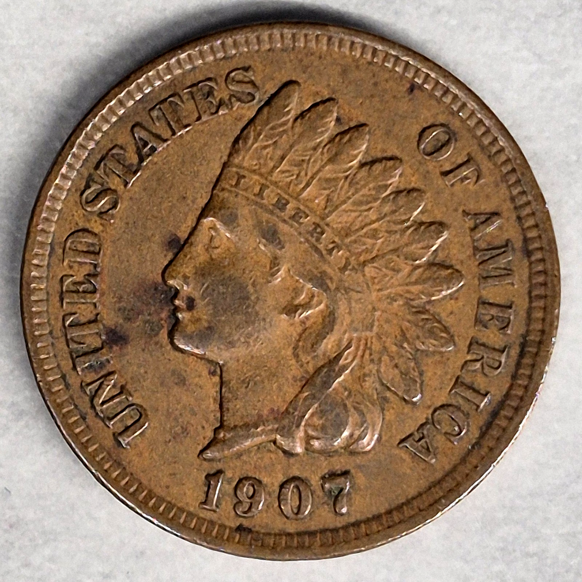 1907 Indian Head Cent Penny 1C XF+ Extremely Fine Full LIBERTY Bronze Brown