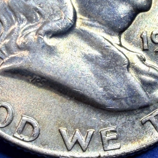 1957 Franklin Half Dollar 50C BU Brilliant Uncirculated 90% Silver Golden Toned