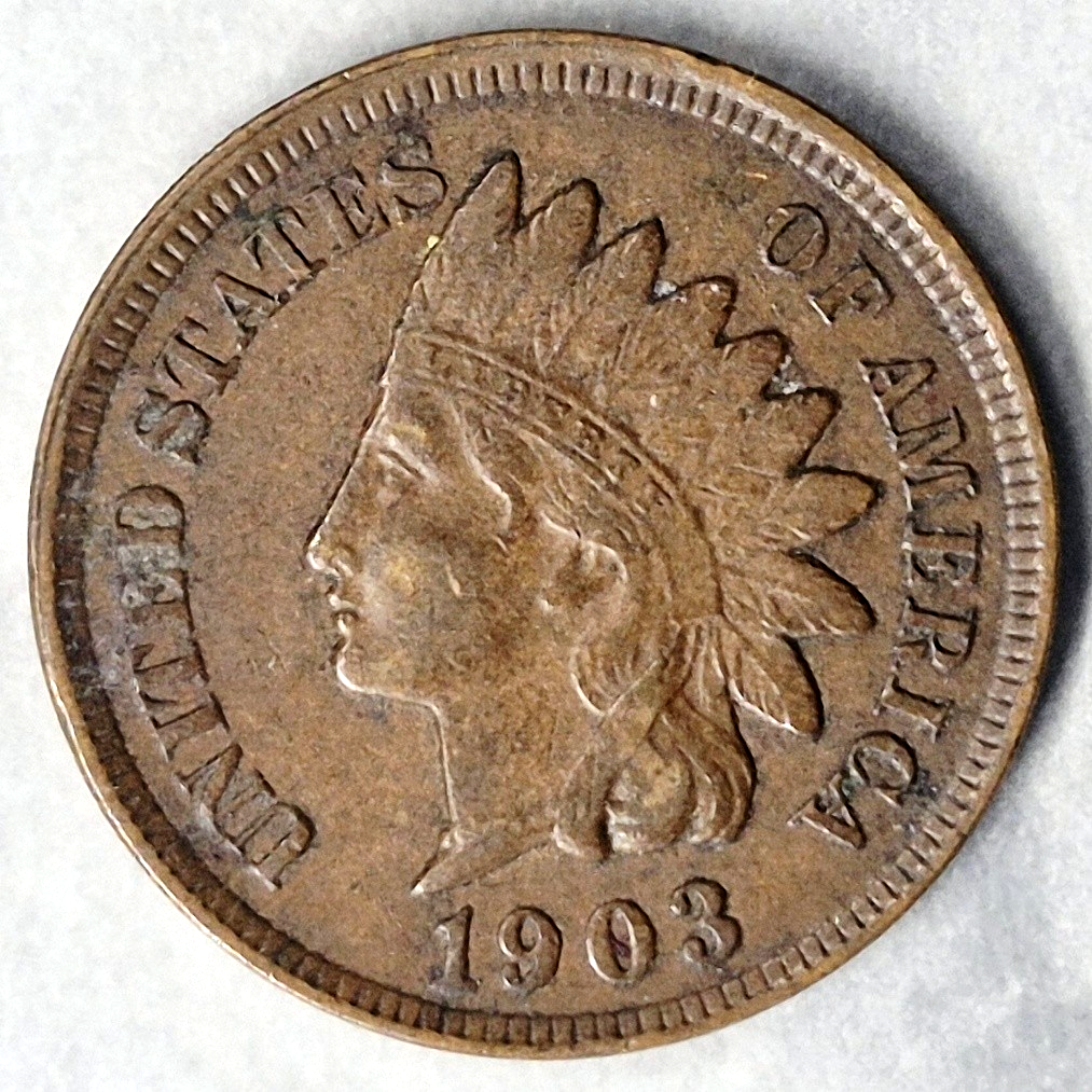 1903 Indian Head Cent Penny 1C XF Extremely Fine Bronze Antique US Coin - view 3