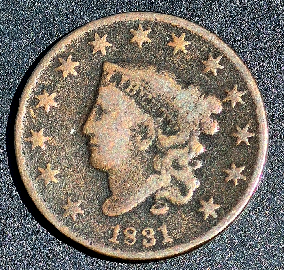 1831 Coronet Matron Head Large Cent, N10 R3Large Letters Variety VG+ Features 1C