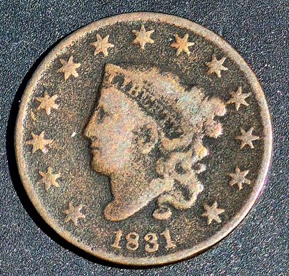 1831 Coronet Matron Head Large Cent, N10 R3Large Letters Variety VG+ Features 1C
