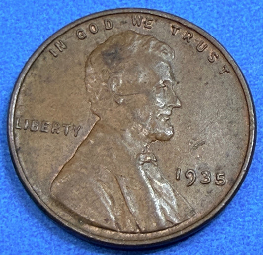 1935 Lincoln Wheat Cent 1C VF Brown Penny Philadelphia Mint Old US Coin