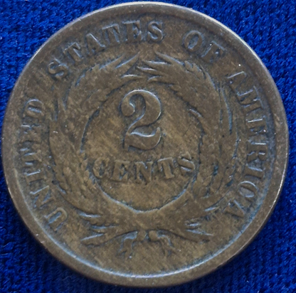 1864 2 Cent Piece Good Features, Large Motto, Civil War Era, 1st With Motto