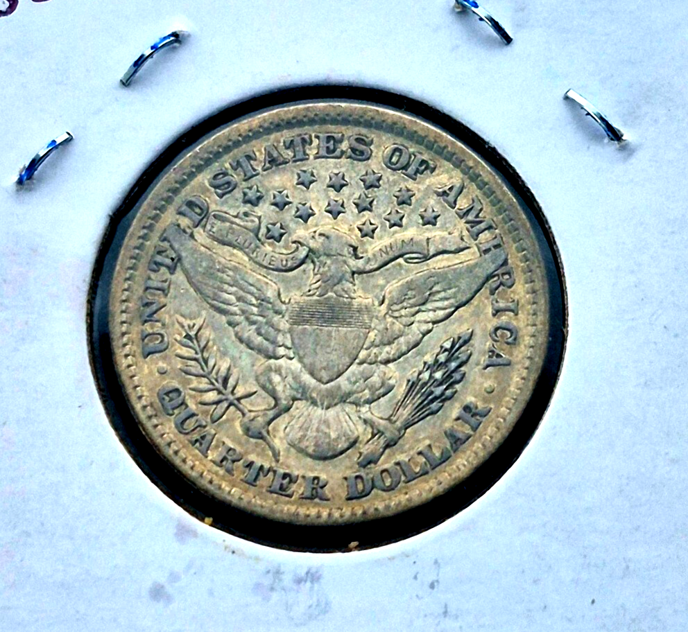 1898 Barber Silver Quarter 90% SILVER Strong Very Fine Features Toner 25C