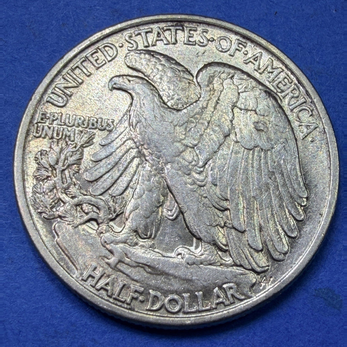 1943 Walking Liberty Half Dollar 50C AU About Uncirculated 90% Silver Toned WWII