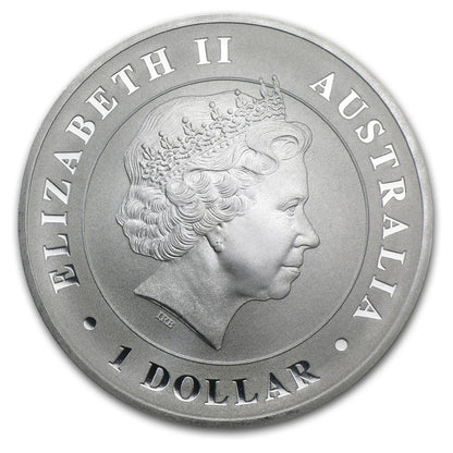 2014 Australia 1 oz .999 Fine Silver Saltwater Crocodile BU Queen Elizabeth Coin