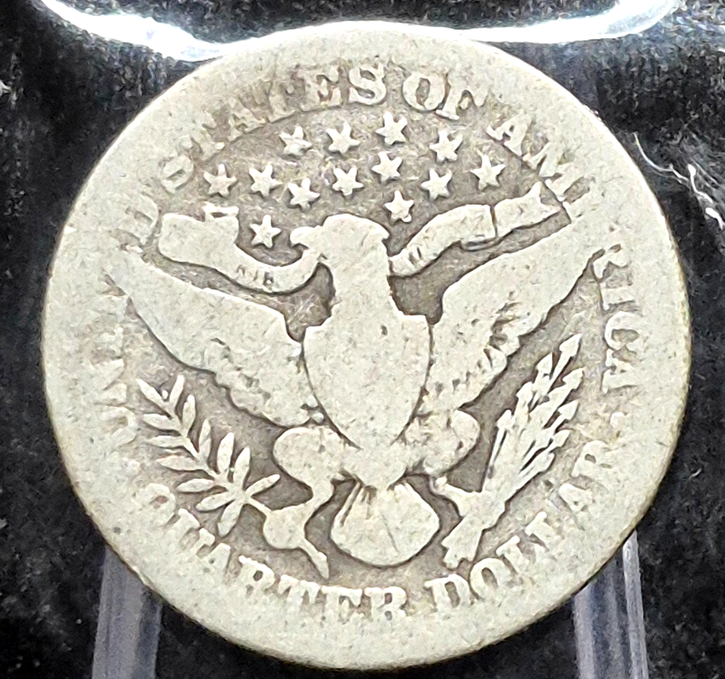 1905 Barber Silver Quarter 90% SILVER Coin Raw Circulated AG or Less Features