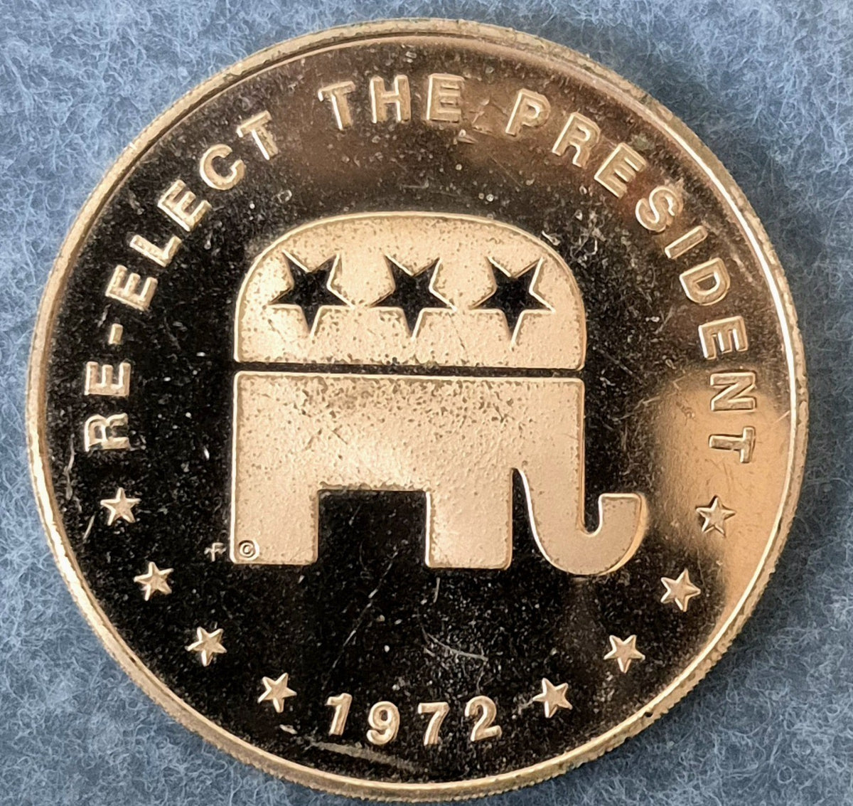 1972 Richard Nixon Re-Elect The President Bronze Medal Franklin Mint Proof-Like