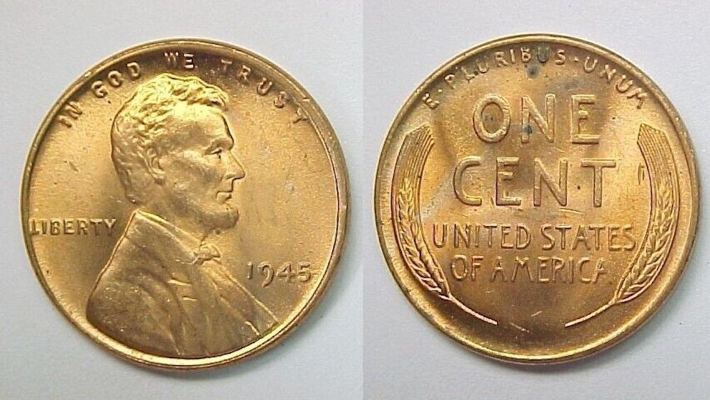 🔥 1945 P  Lincoln Wheat Cent BU UNCIRCULATED Gem From OBW Bank Coin Roll