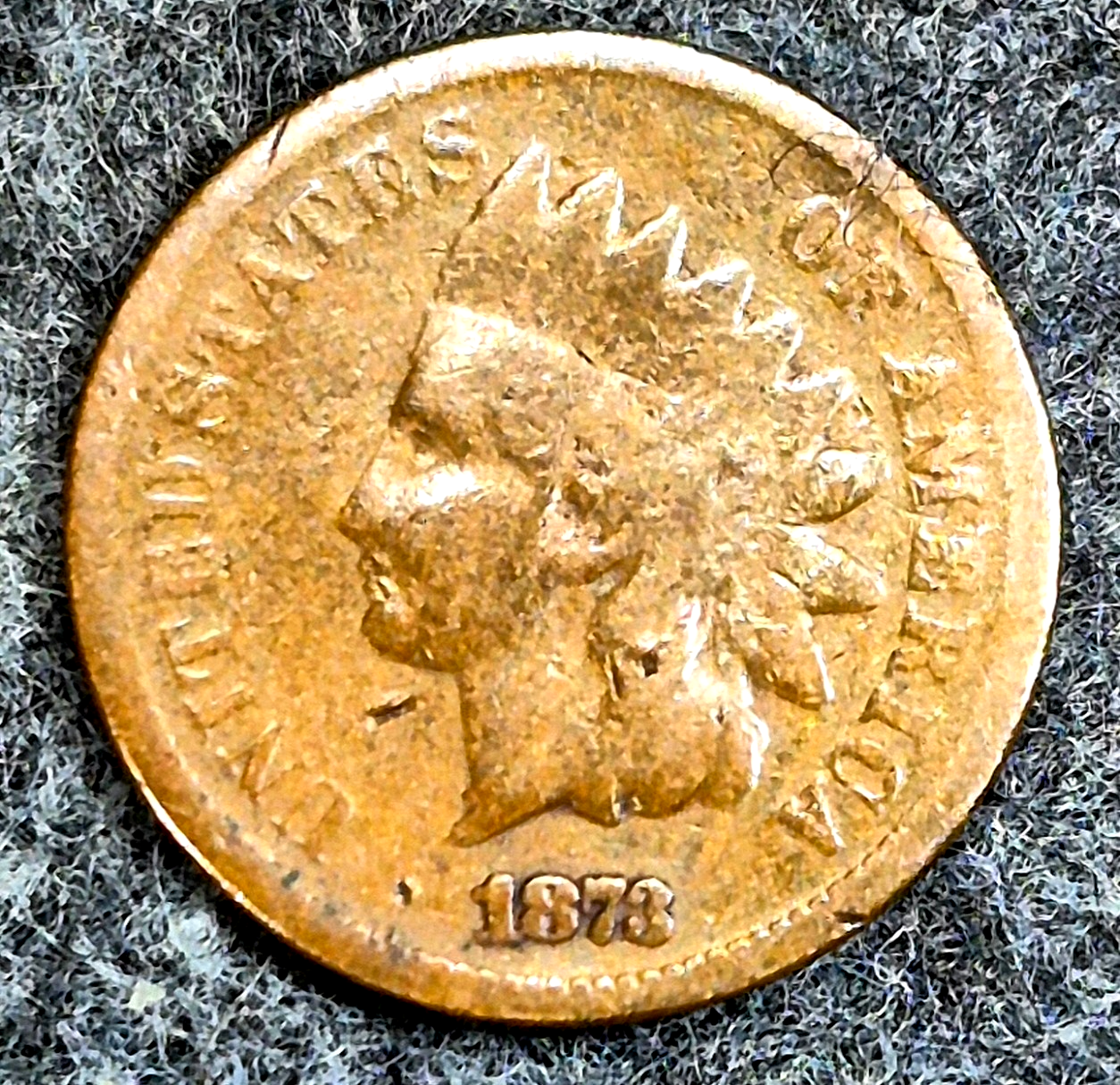 1873 Indian Head Cent Penny Good Features, Open 3, Receive Coin Pictured 1C