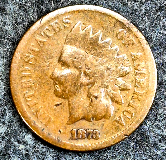 1873 Indian Head Cent Penny Good Features, Open 3, Receive Coin Pictured 1C