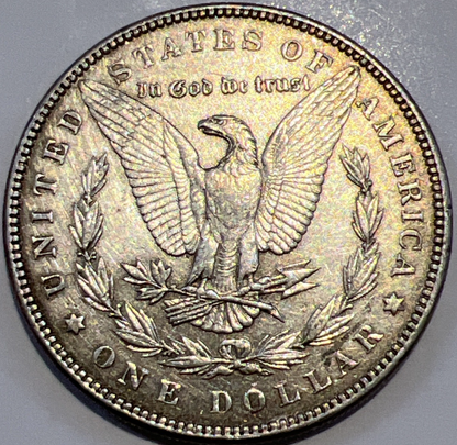 1885 P Morgan BEAUTIFUL GOLD TONING 90% Silver $1 Dollar SHARP Great Strike