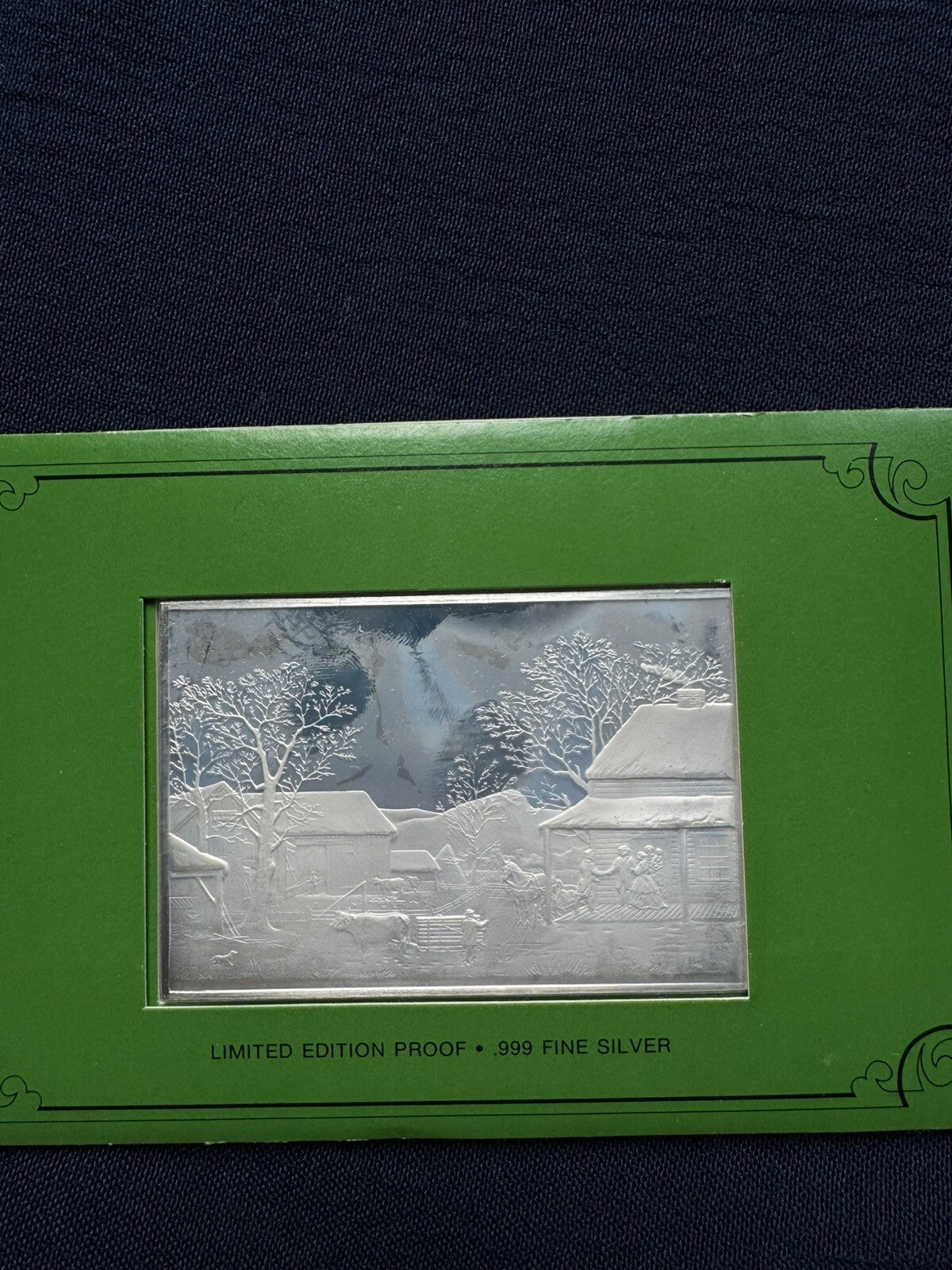 33.33 ozt .999 Fine Silver The Currier & Ives Silver Ingots 1038.G Franklin Mint