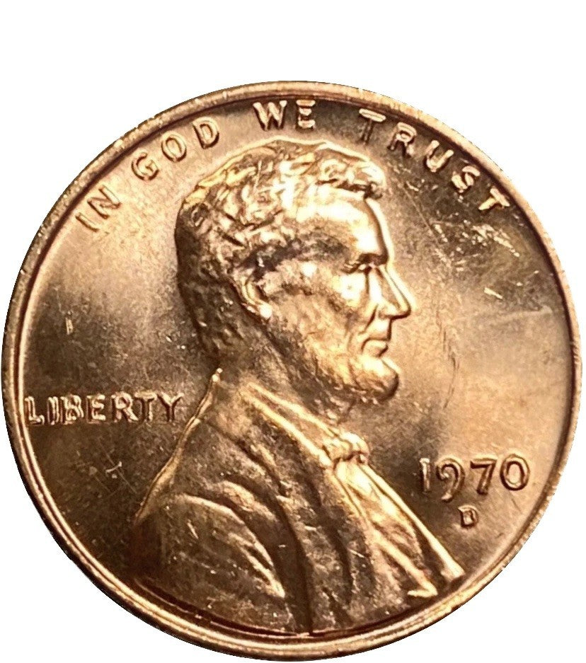 1970 D Lincoln Memorial BU Brilliant Uncirculated 1C Denver From OBW Bank Roll🔥