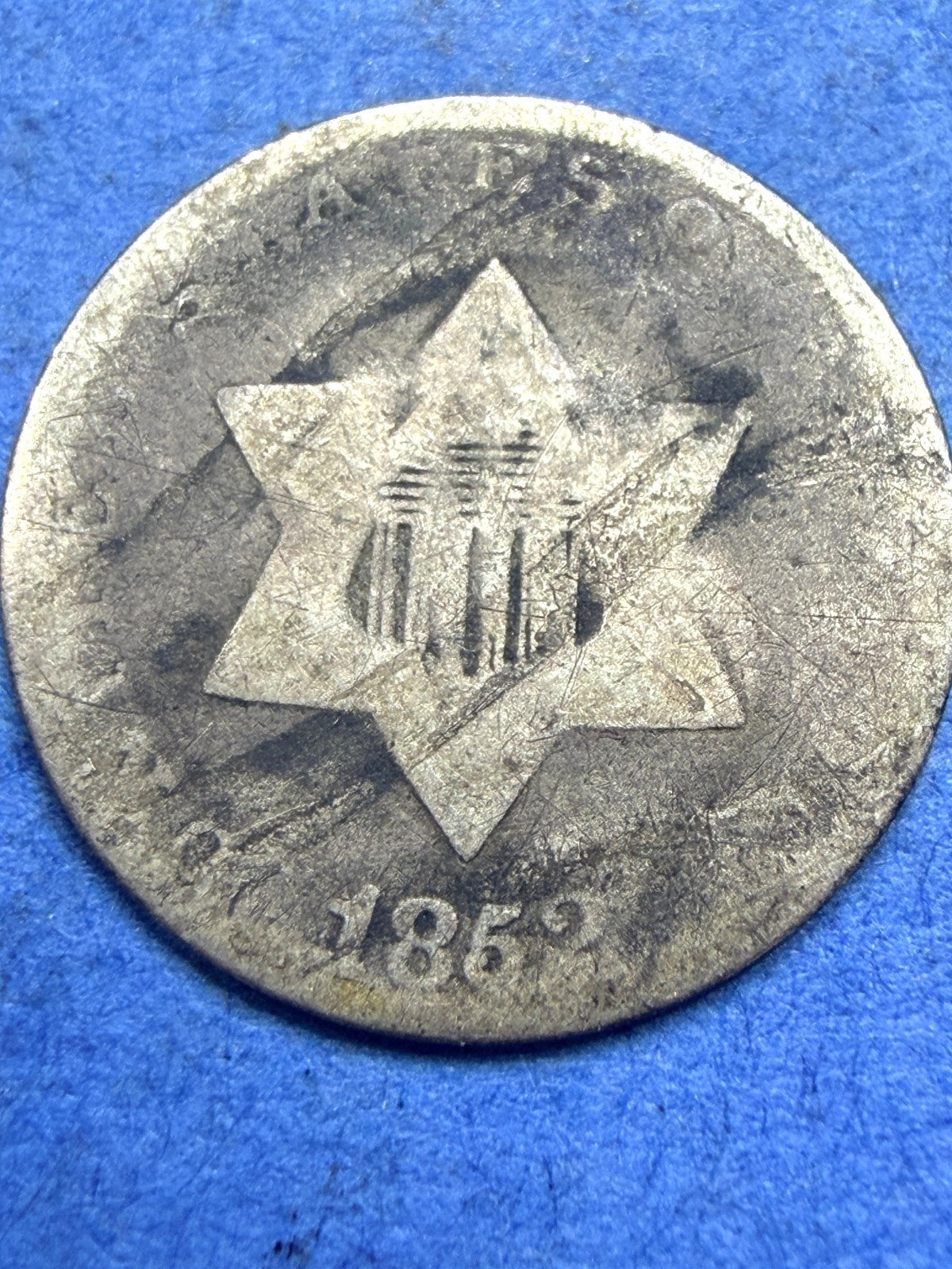 1852 Three Cent Silver Trime 3CS G Good Type 1 Pre Civil War US Smallest Coin